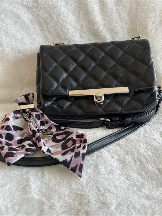 Steve Madden Handbags - Quilted Black Crossbody Bag with Silver Hardware